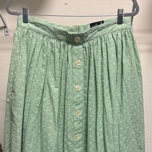Hell Bunny Light Green Button-Up A-Line Skirt